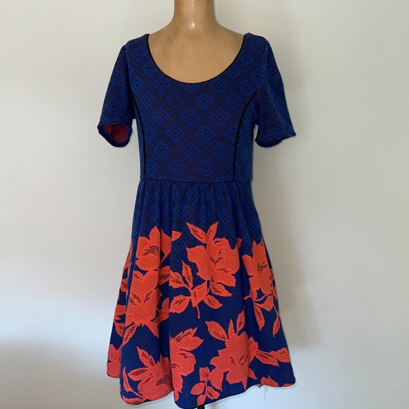 Anthropologie HD in Paris Dress in Coral and Blue - Size MP - Picture 3 of 15